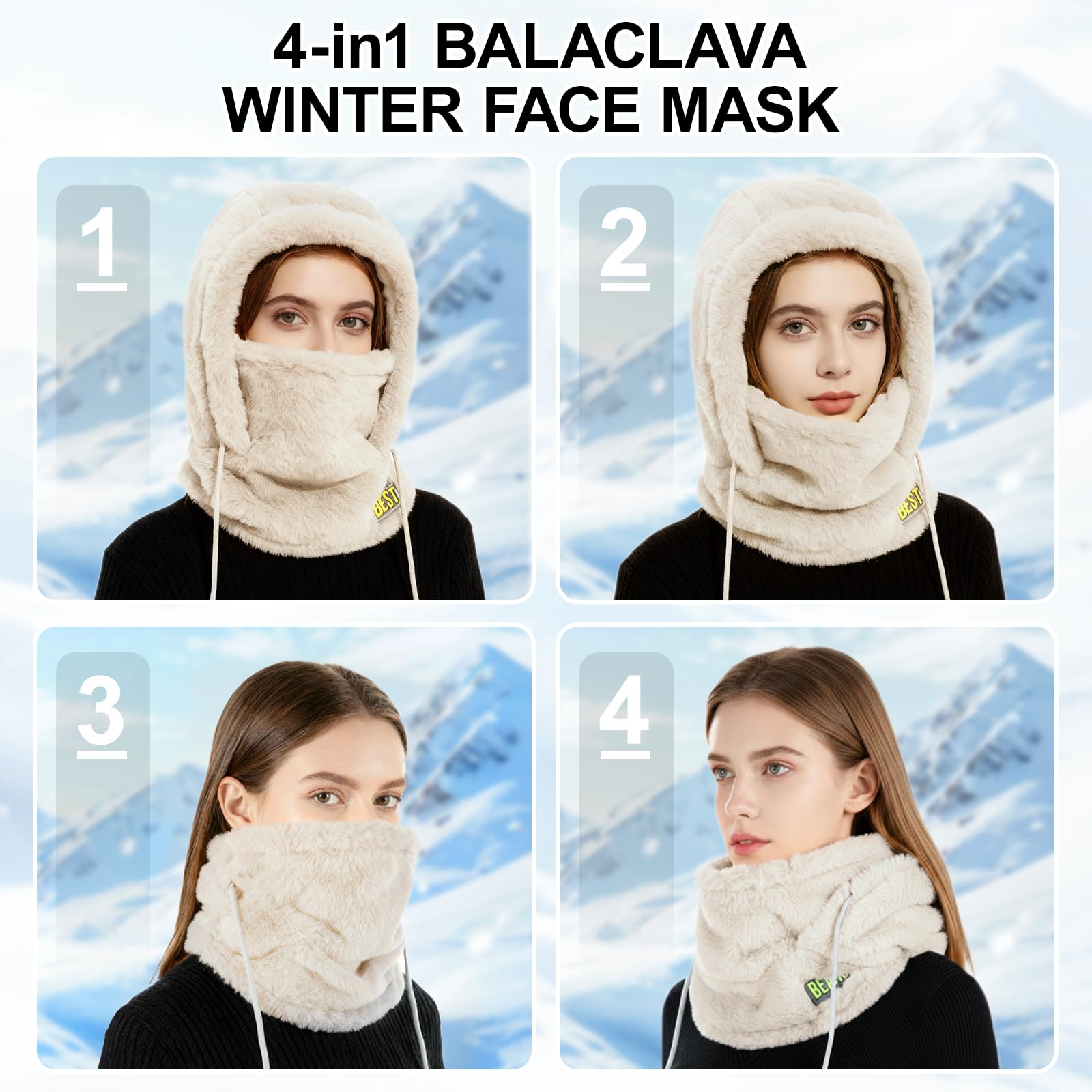 PasamontañAs Termico Gorro De Invierno, Anti Viento Balaclava CáLido Forro Polar Transpirable MáScara De Esquí Moto, Braga Cuello Sombrero Para Mujer Hombres Deportes Aire Libre