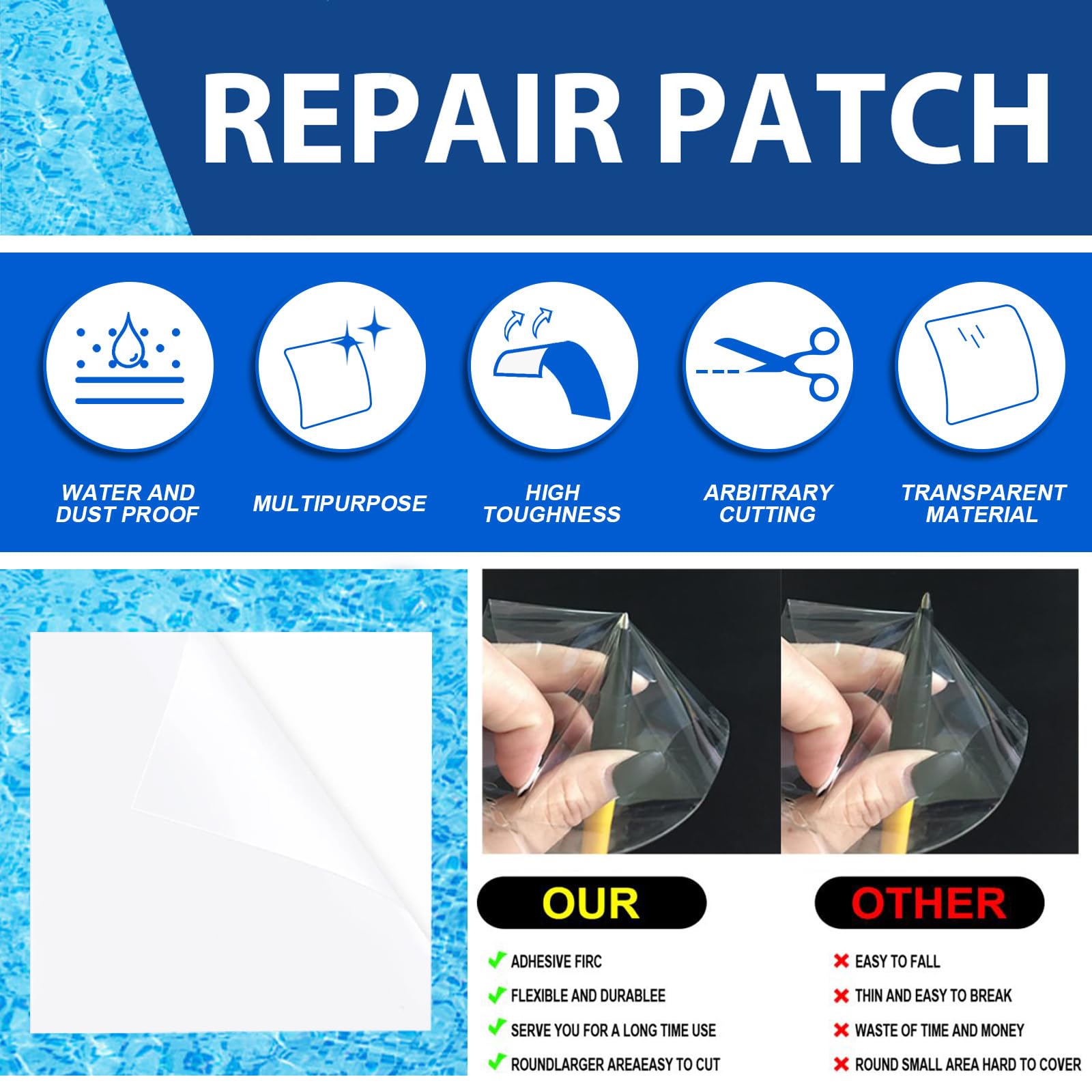 Kit Di Riparazione Per Piscine Gonfiabili, Liner E Coperture