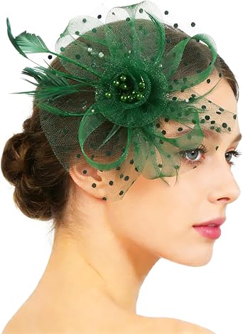 Fascinators Hat Flower Mesh 20s 50s Pillbox Hat Cocktail Tea Party for Women Black