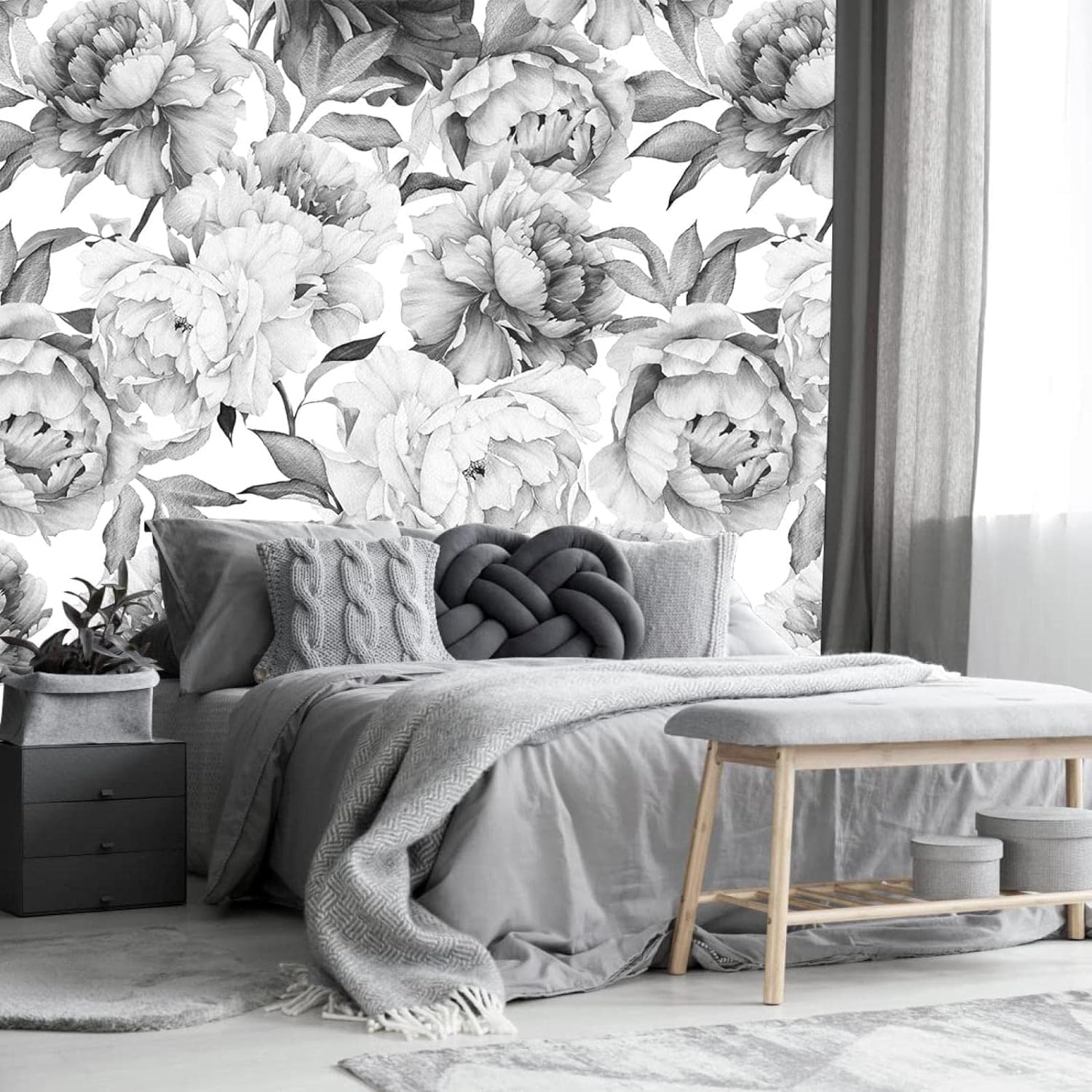 Papier peint mural 3D rose rafraîchit facilement un mur abîmé sans colle