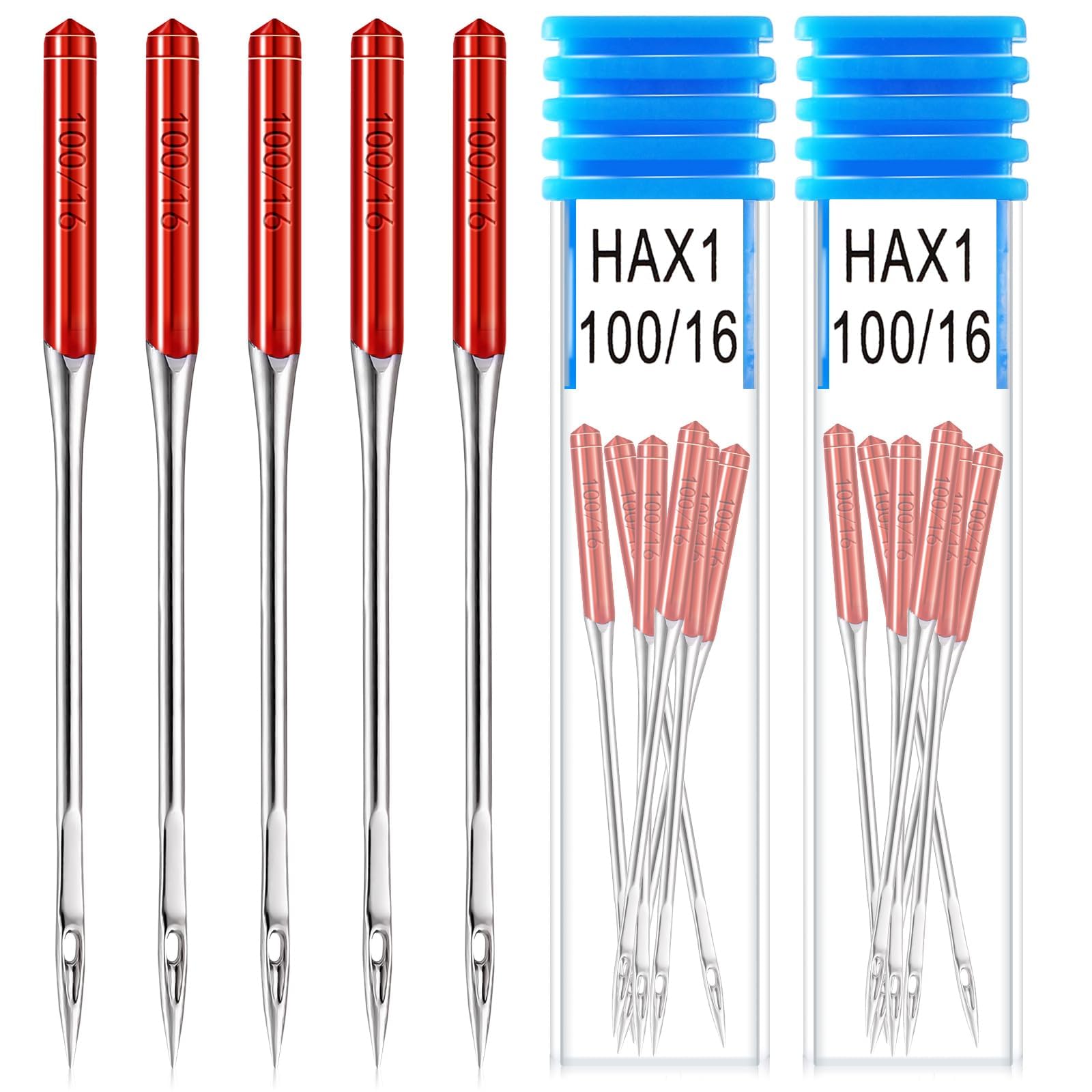 Aelmiyw Silver 30Pcs 100/16 Ball Point Sewing Machine Needles, Universal Sewing Machine Needles For Knit Fabric, Compatible With Home Sewing Machine