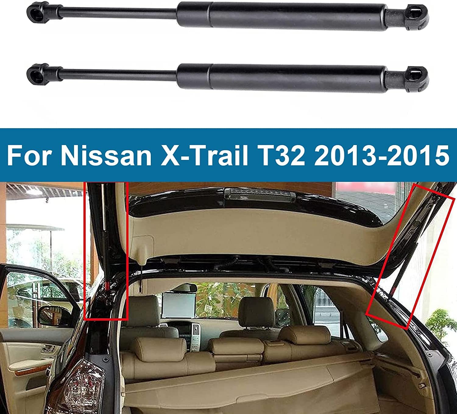 Coche Resortes de Gas de Maletero para Nissan X-Trail T32 2013 2014 2015, 2 Piezas PortóN Trasero Amortiguadores de Gas Muelle Puntales Puerta Trasera Soporte ElevacióN Accesorios