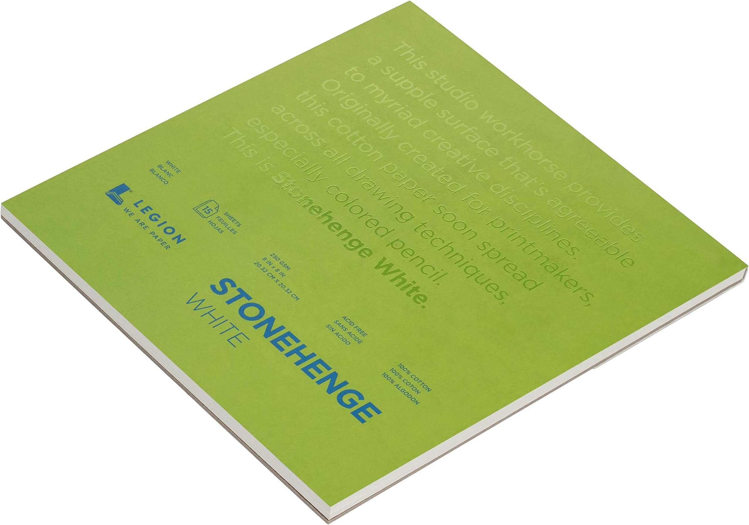 Stonehenge Paper Pad 100% Cotton 250 grms 8 x 8 inch White 15 sheets