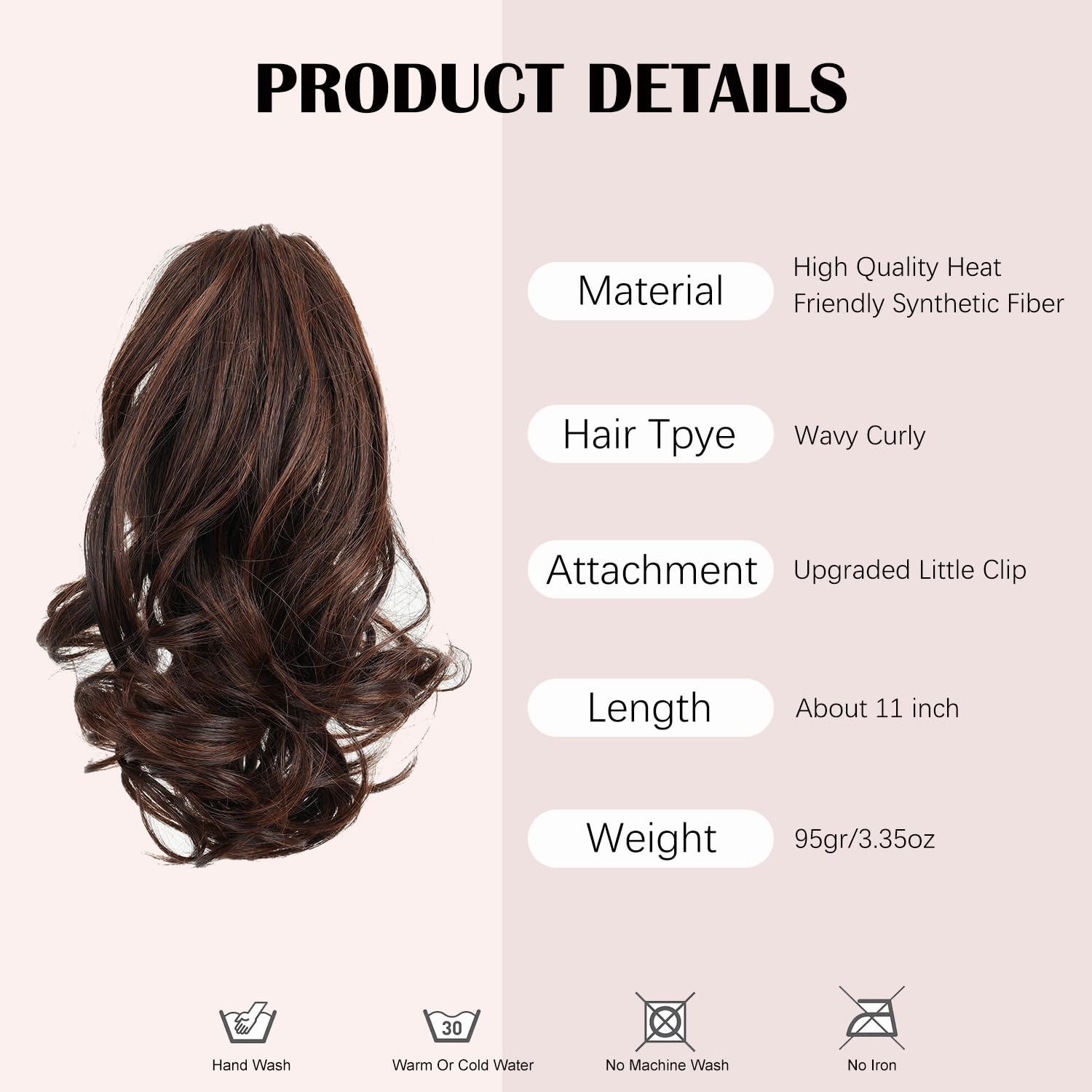 DAYCEN Short Curly Clip In Ponytails, 11