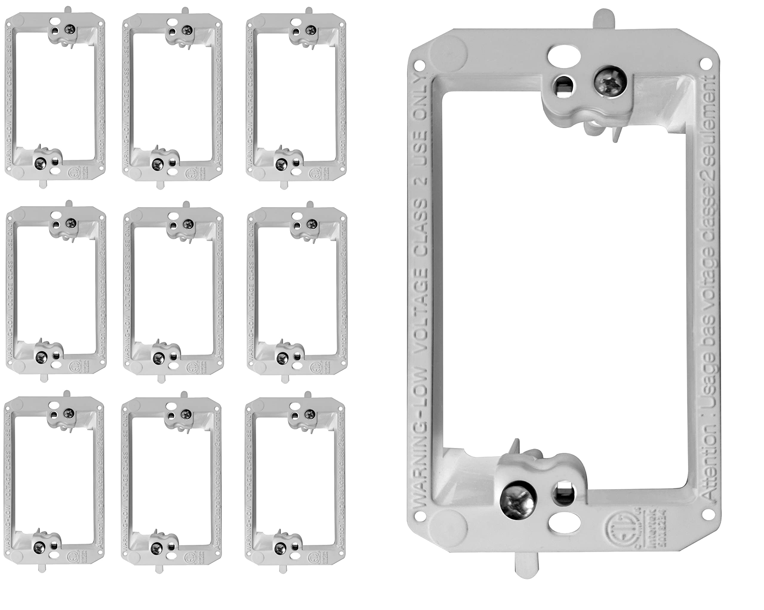 BestMounts Low Voltage Mounting Bracket 1 Gang, 10 Pack for Single Gang Wall Plate, Telephone Wires, Network Cables, HDMI, Coaxial, Speaker Cables - Low Voltage Box Cable Wall Plate Bracket, Mud Ring — Amazon image 9