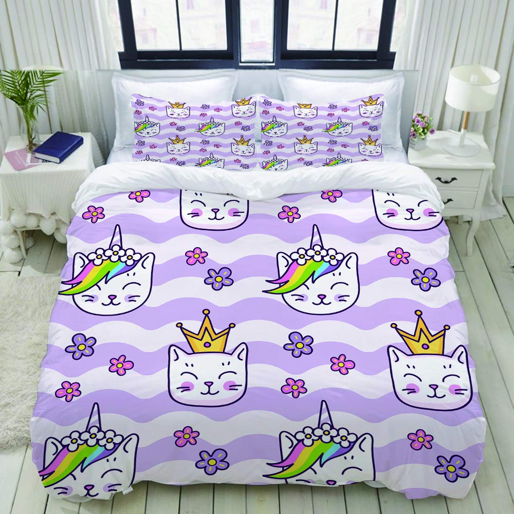 Amazon Liasdiva 寝具カバーセット 布団カバー ベッドシーツ 選べる セミダブル 4点セット 波状の紫色の背景に猫の鼻 洋式 和式兼用 掛け布団カバー 四季適用 175 210cm 寝具カバーセット オンライン通販