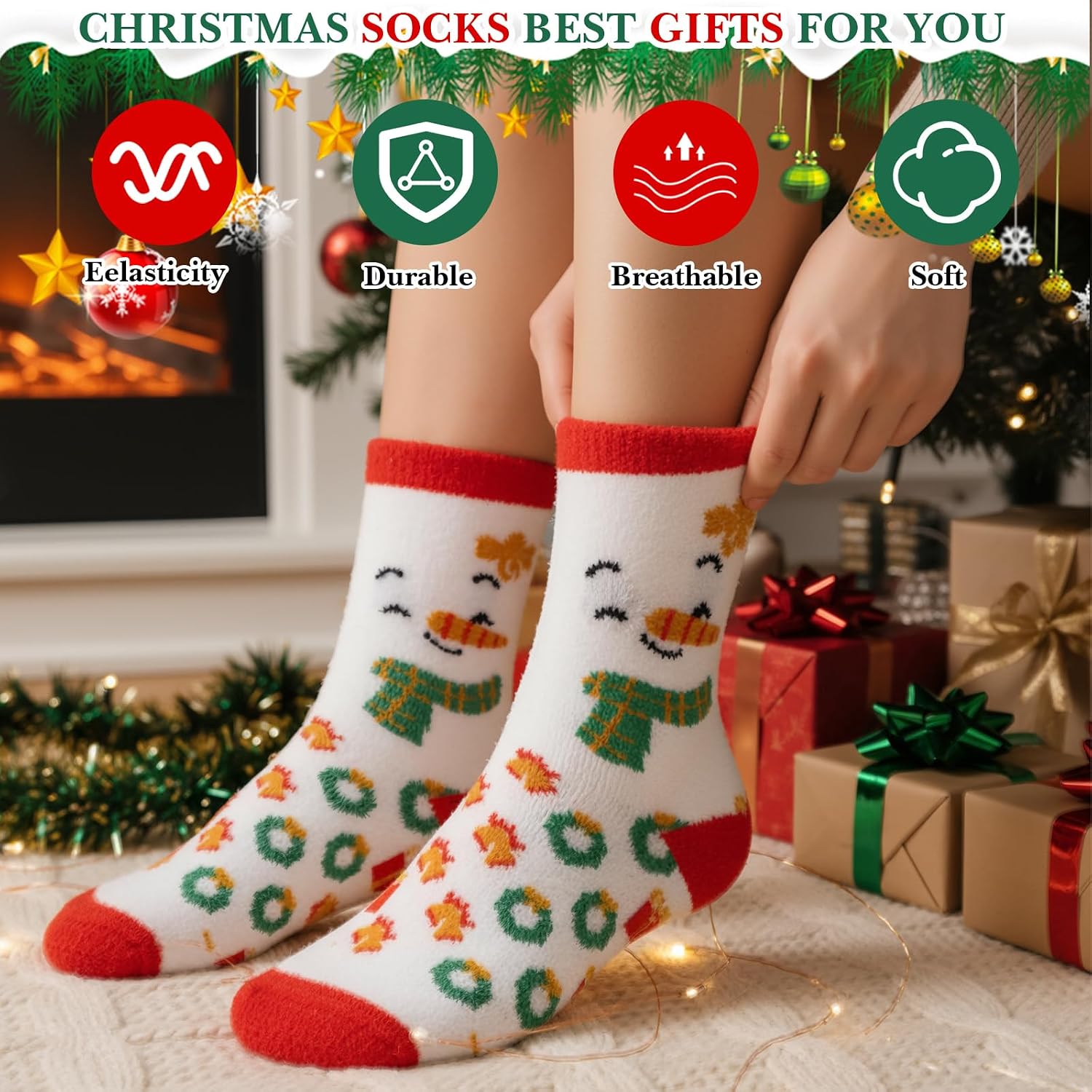 Cutecrop 20 Pairs Christmas Fuzzy Socks Bulk for Women Xmas Winter Cozy Fluffy Warm Sock for Christmas Gift Stocking Stuffers