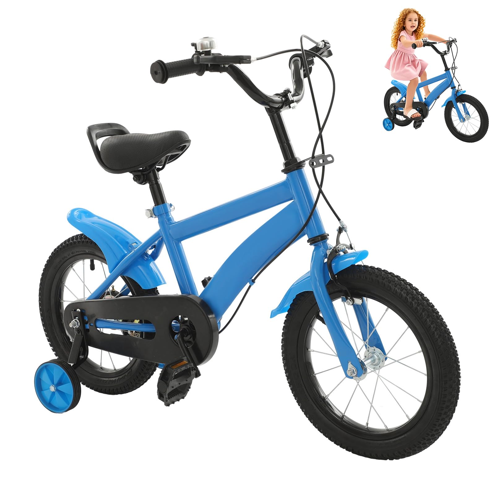 Vélo Enfant 12 Pouces pour Enfant de 3 à 7 Ans, garçons et Filles, avec Roues stabilisatrices et Garde-Boue, Hauteur réglable de 43 à 49 cm, idéal pour Les débutants à l'entraînement au vélo