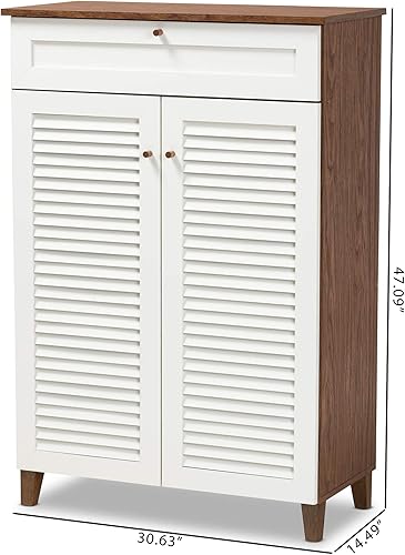 Miniatura 3 de Baxton Studio Zapateros, Blanco/Nogal