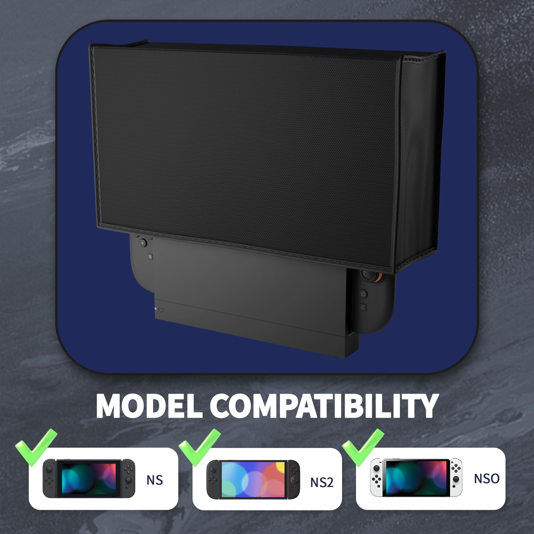 PlayVital Housse Anti-Poussière pour Nintendo Switch 2 Console Cache Protection Accessoires,Cover Anti-Rayures Étanche pour Nintendo Switch 2 Chargeur Dock-Noir - 3