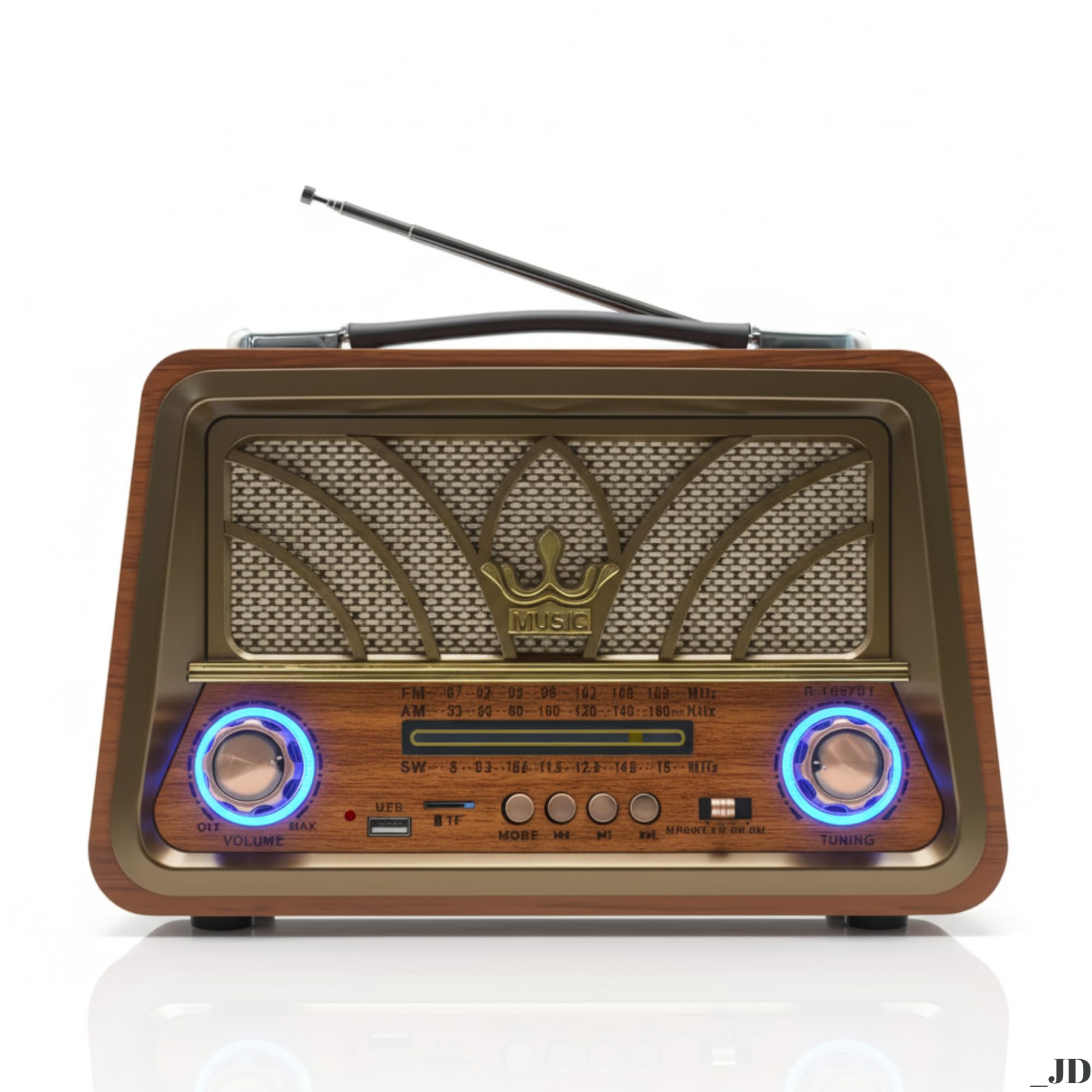 Drumstone 𝟏+𝟏 𝐲𝐞𝐚𝐫 𝐰𝐚𝐫𝐫𝐚𝐧𝐭𝐲 Classic Radio with AM FM SW Tuner, Vintage Retro Design, Portable Speaker with Rechargeable Battery, USB and SD Card Slot, Home Audio Player-image-25