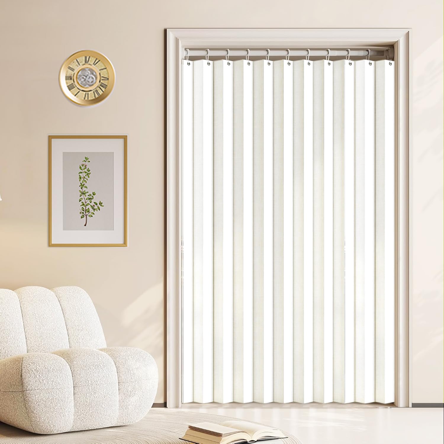 Tende Pieghevoli su Misura per divisori Interni, Adatte per ingressi, soggiorni e camere da Letto.-White- W180xH200cm