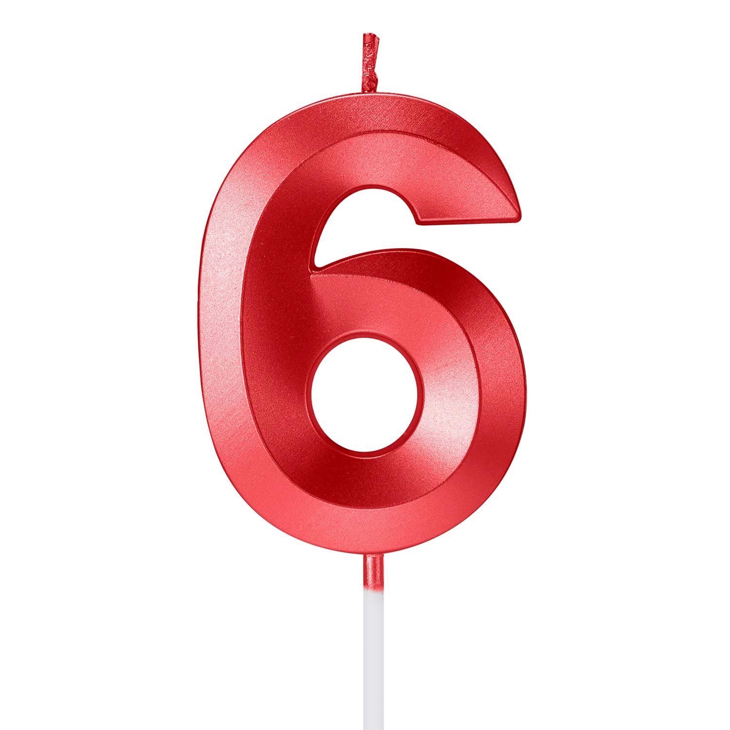 Happy Birthday Metallic Red 6 Number Numeral Candles For Birthday Cake Topper
