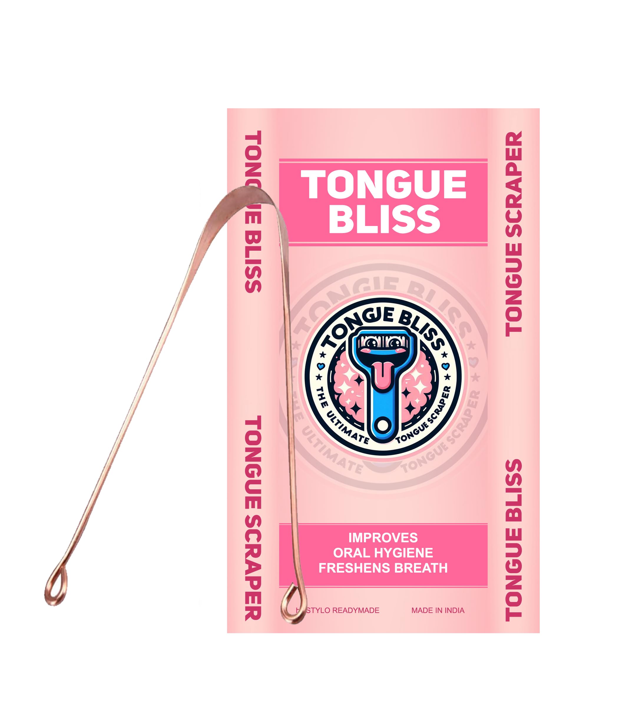 Bague Copper Tongue Cleaner For Kids & Adults Ayurvedic Tongue Scraper For Bad Breath (Round) pack of 1