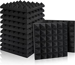 12 Pack Set Acoustic Foam Panels, Studio Wedge Tiles, 2\" X 12\" X 12\" Acoustic Foam Sound Absorption Pyramid Studio Treatment Wall Panels
