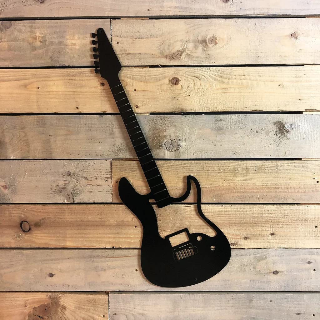 Okunai Minimalist Electric Guitar Metal Wall Art - Housewarming Steel Home Decor Gifts - 91cm Tall - Great British Steel - Hard Wearing Powder Coat Finish