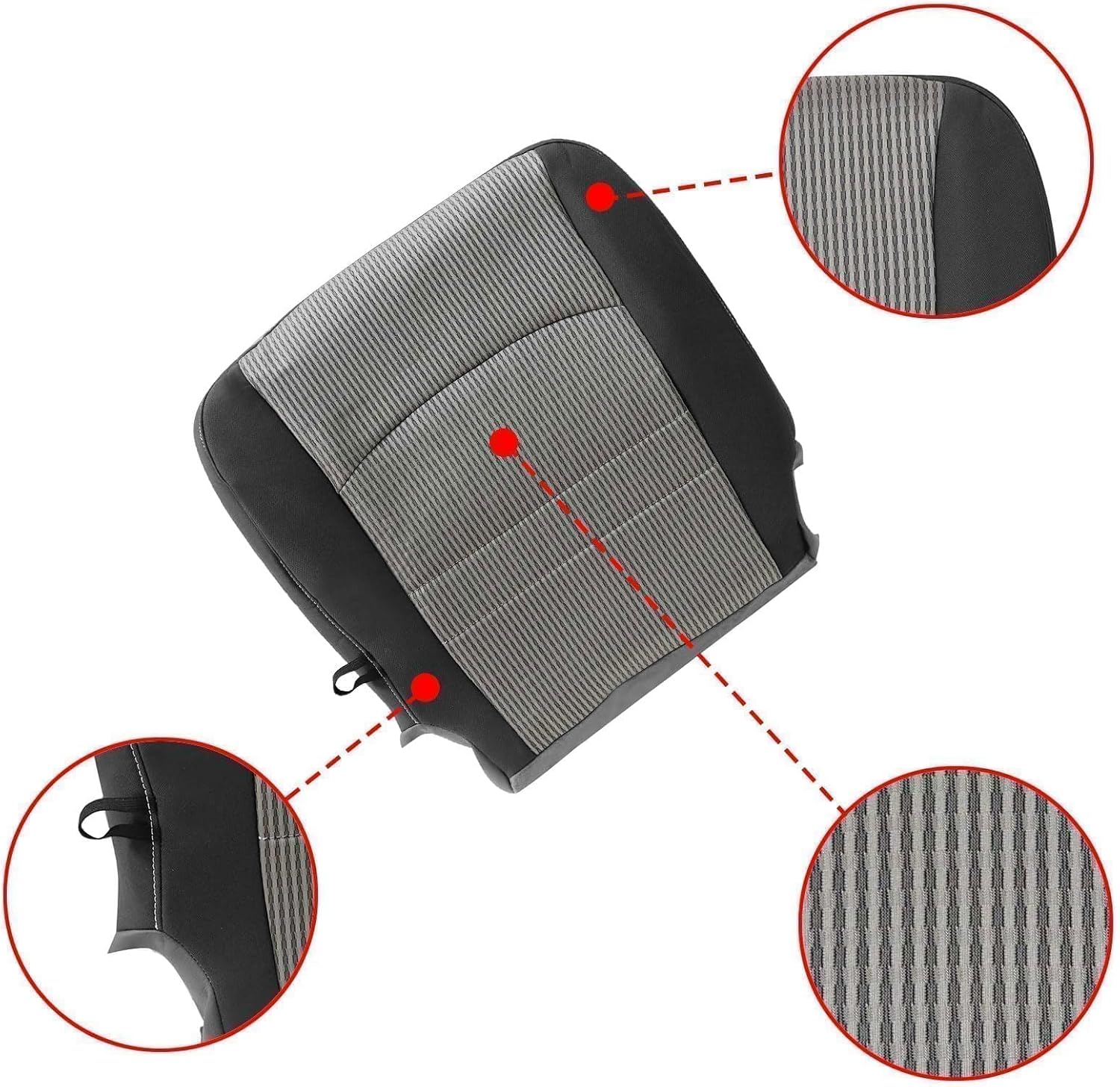 Priprilod Gray Driver Side Bottom and Foam Cushion Replacement Cloth Seat Cover Compatible with Dodge Ram 1500 2500 3500 4500 5500 2009 2010 2011 2012