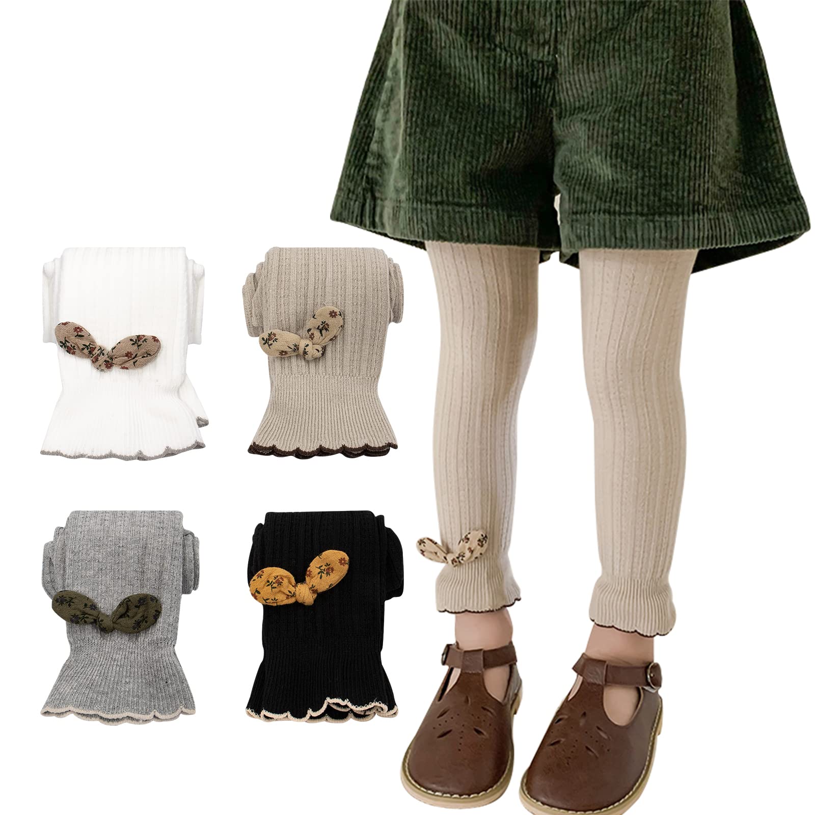 Looching Baby Toddler Girls Cable knit Tights Cotton Footless Leggings Pants Stocking Panties 0-6T Kids