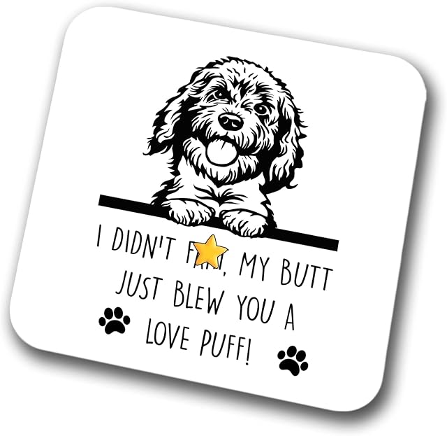 Cockapoo Coaster I Didn't My Butt Just Blew You A Love Puff Pet Present Cockapoo Dog Mum Dad Friend Joke Funny Gift Birthday Christmas, Hardboard Coaster