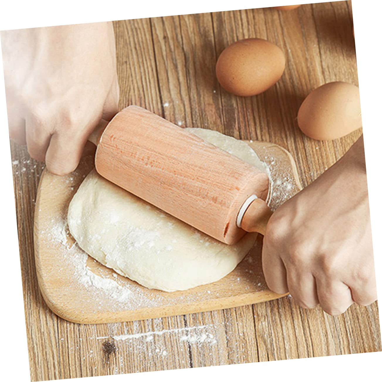 2piezas Rodillo de Amasar sin Cera Rodillo de Masa sin Pintar para Hornear Pan Pasteles Galletas Pizzas Tartas y Fondant Talla