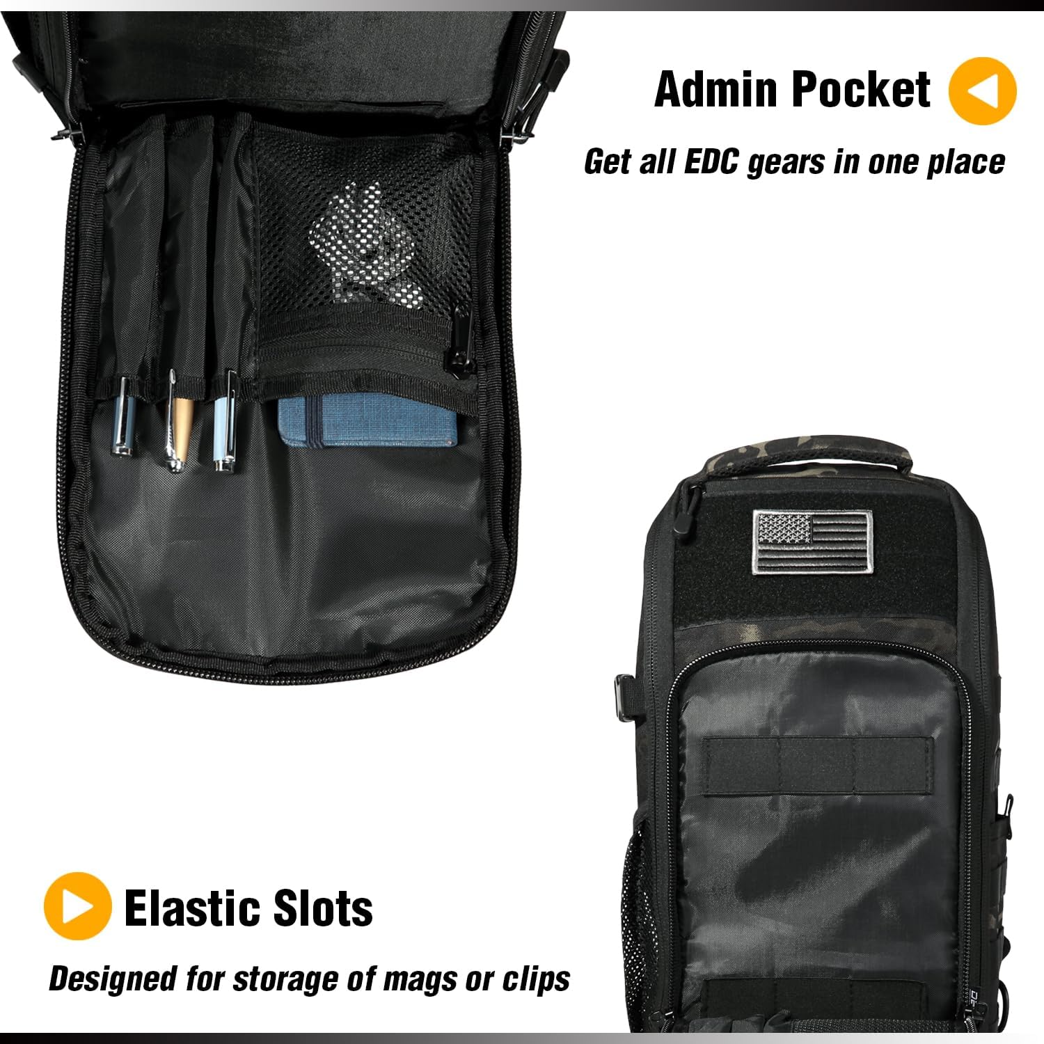 DBTAC Tactical Personal Defense EDC Bags & Packs | 10L Military Shoulder Backpack with Sling for Concealed Carry, Range, Travel, Hiking, Outdoor Sports (Charcoal Camo) - Image 5