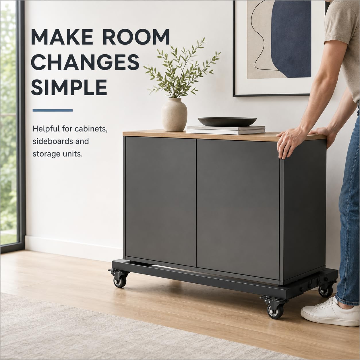 Carro para muebles (2 unidades, con ruedas, 150 kg, 80 x 43 x 12 cm)