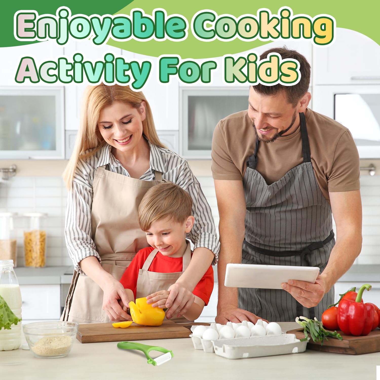Juego de Utensilios de Cocina 28 Piezas, Cuchillos Montessori Seguros para Niños, Utensilios BLW sin BPA, Cortador de Frutas y Verduras, Cocinita Infantil Educativa, Regalo Ideal para Niños de 2-6 Año