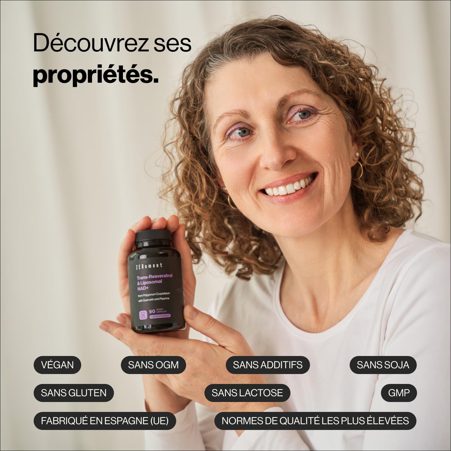Trans-Resvératrol & NAD+ Liposomal, avec Quercétine et Pipérine, 580 mg par Gélule, 90 Gélules - Anti-Âge et Activateur des Sirtuines - Zenement