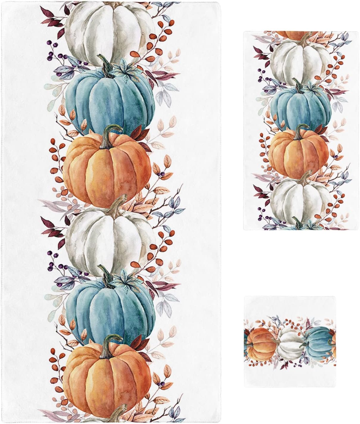 Thanksgiving Fall Bath Towels Set of 3 with Bath Towel Hand