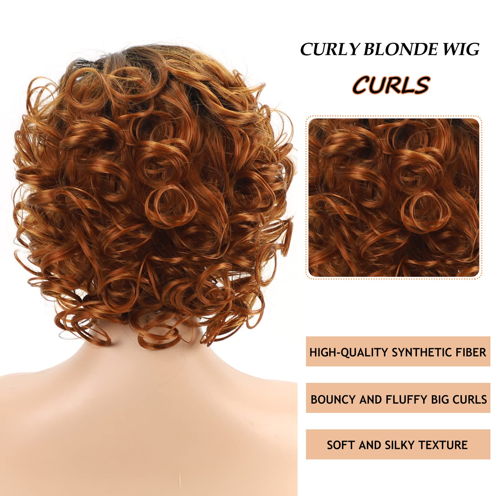 SEVENCOLORS Short Curly Glueless Synthetic Wig