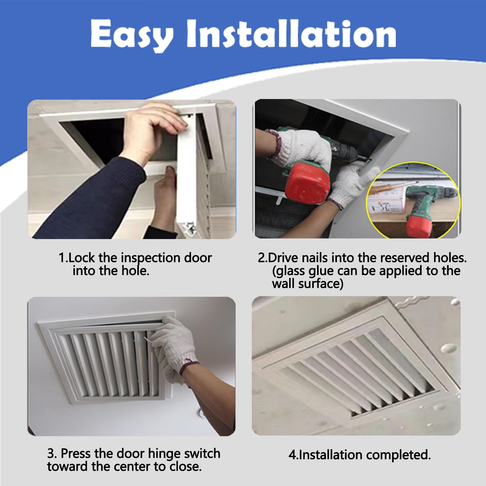 LZMZMQ Trampilla Pladur Rejilla De Ventilación Empotrada, Puerta De Inspección Resistente para Plomería, Tapa De Orificios En Paredes Interiores Y Exteriores para Hogar(55x85cm/21.6x33.5in)