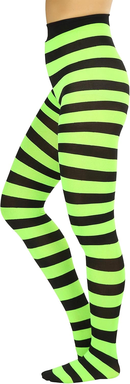 ToBeInStyle Women’s Wide Horizontal Contrast Stripe Tights Opaque Hosiery - Image 5
