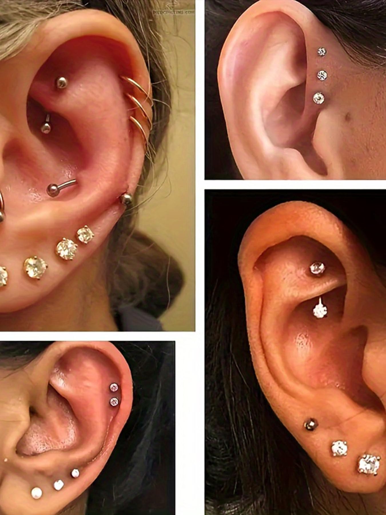 AceFun Profesjonalny zestaw do piercingu ciała, 14 G, 16 g, 18 g, 20 g, ze stali nierdzewnej, do uszu, nosa, przegrody nosowej, pępka, warg, brwi, brwi, biżuteria do ciała