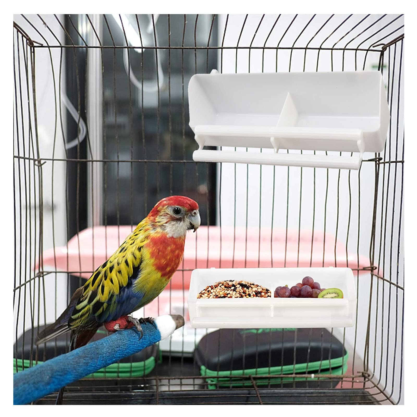 2 Stck Vgel Futternapf Kunststoff - Papagei Futternapf Mit Standstange  Fr Wellensittiche Nymphensittiche
