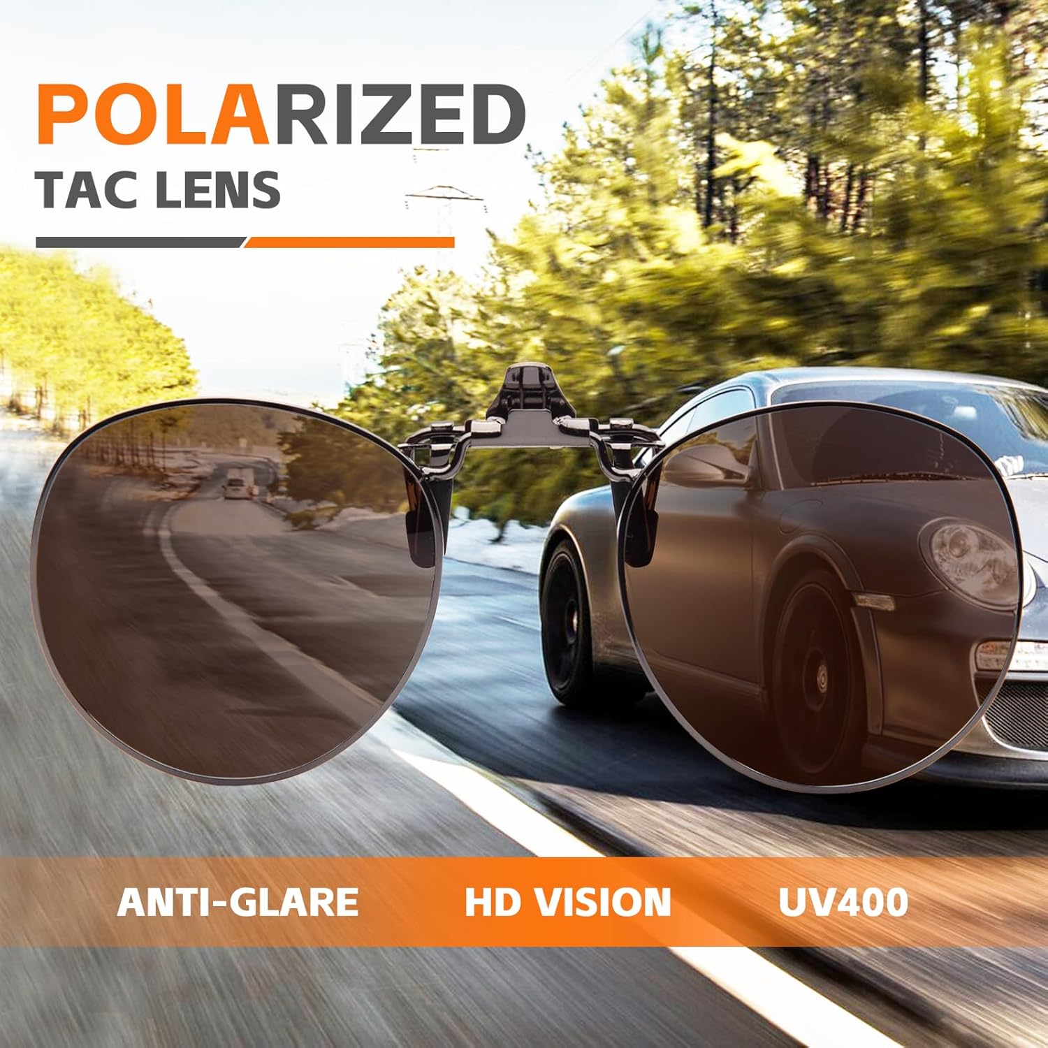 JO Polarized Clip-On Sunglasses UV400 Anti-Glare Lenses with Metal Frame Round - Image 4