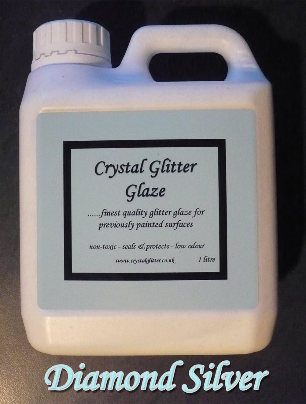 Crystal Glitter Glaze, wall paint, Diamond Silver (for grey walls) + Holographic Crystals, 1