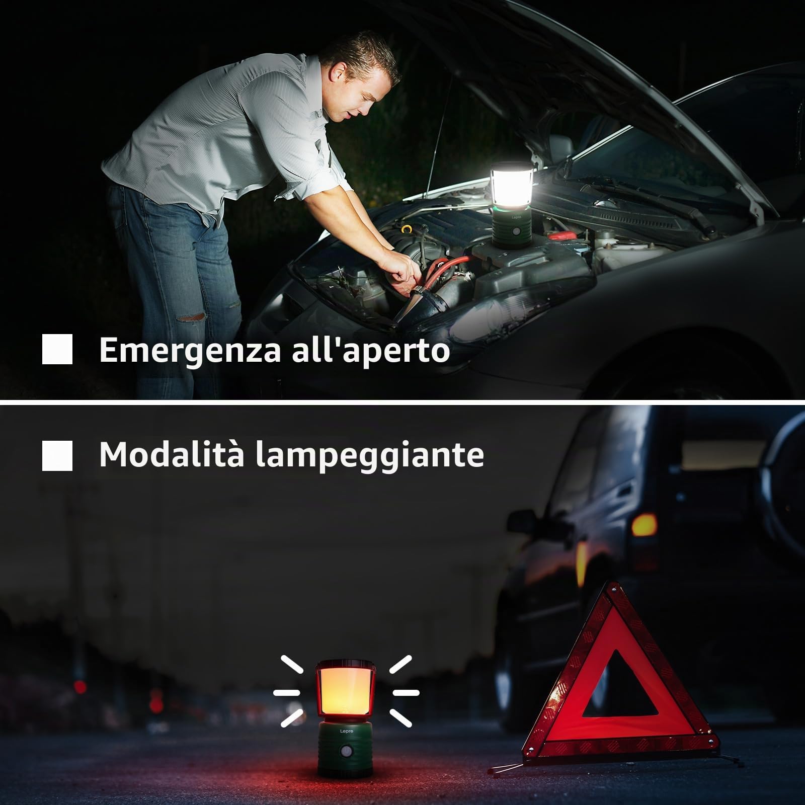 Lepro Lampada da Campeggio Impermeabile, Lanterna da Campeggio LED 1500 lumen, 4 Modalità di Illuminazione, Luce per Campeggio Esterno per Interruzioni di Corrente, Escursionismo, Emergenza, Pesca