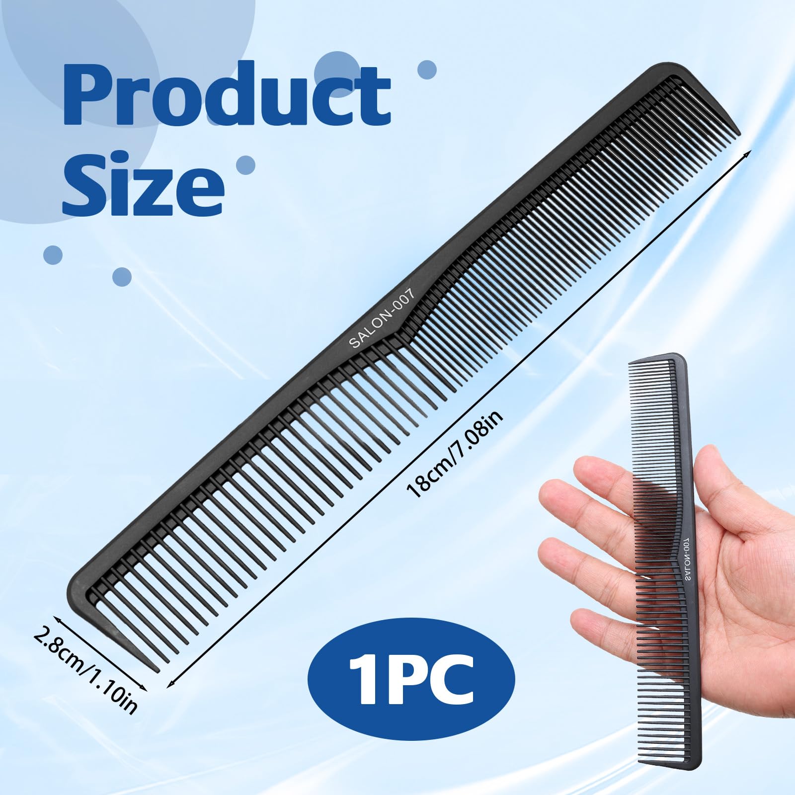 Carbon Comb, Coarse Zinc, Hair Comb, Men's Styling Comb, Coarse Toothing, Professional Antistatic Barber Styling Hair Comb - Image 3