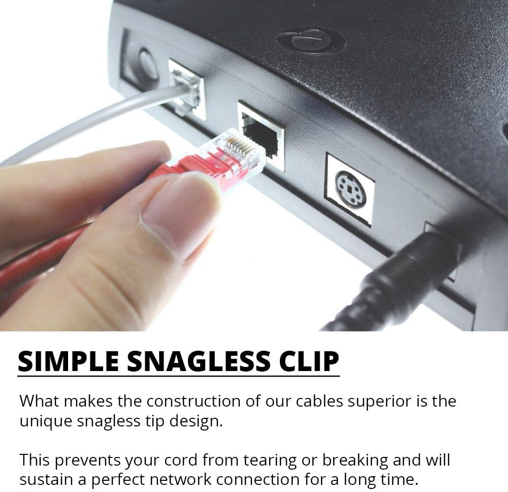 Heavy Duty Cat6 Ethernet Copper Cable with Snagless RJ45 Connectors | 10 Pack/1FT | 24 AWG 550MHz | UL-Listed | 10 GB Max Speed for Fast Computer Networking | Red