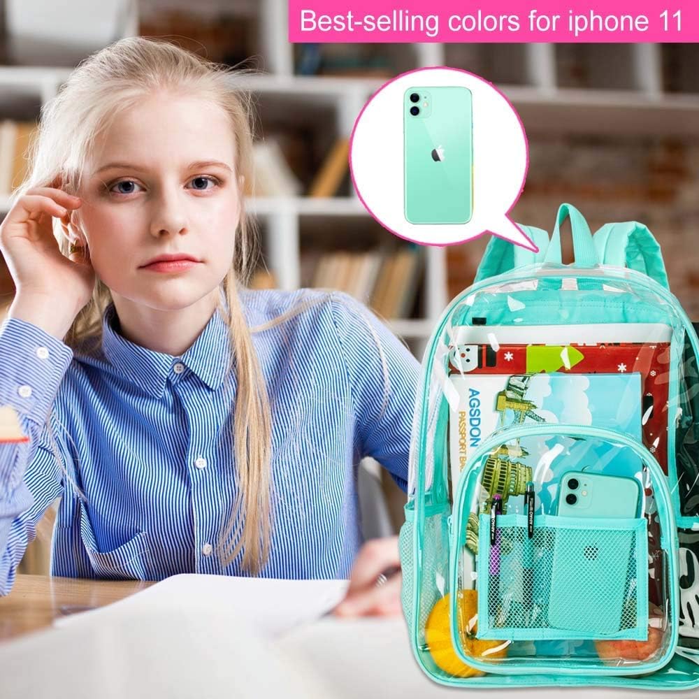 AGSDON Clear Backpack Pink Green