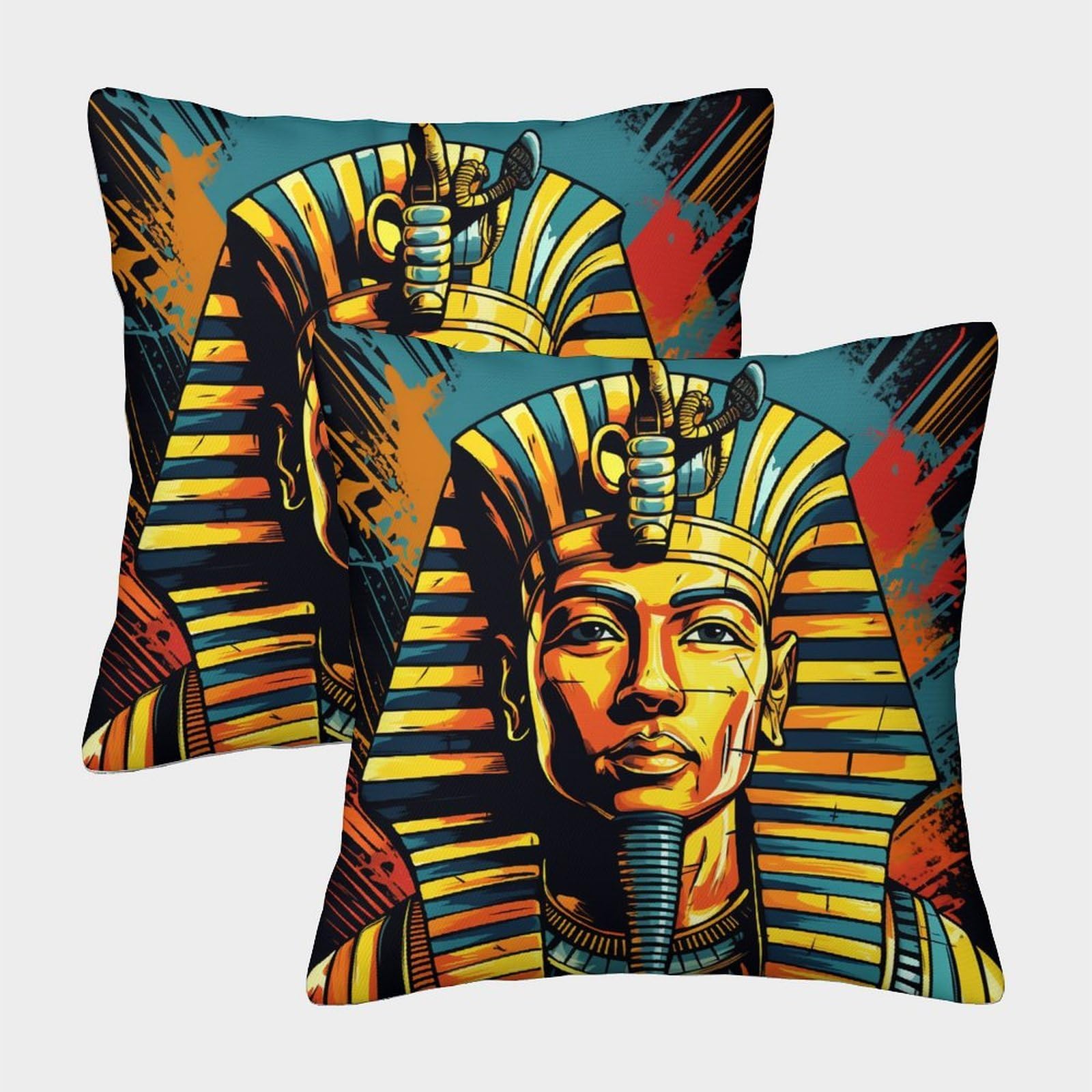 kaiyun 2 Pack Pharaoh 3D Cushion Cover Pillow Cover Sofa Outdoor Decoration Square 45x45cm