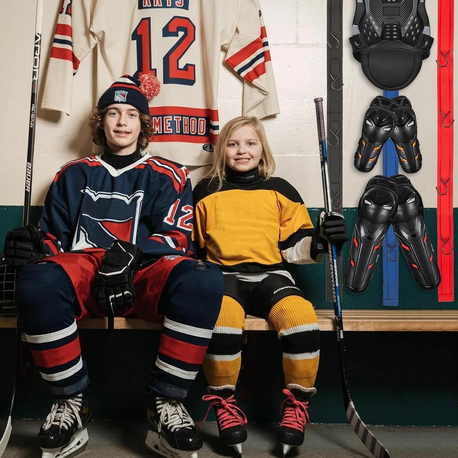 TUYUU 3 Pack Hockey Drying Rack with Storage Bag, Heavy Duty Hockey Gear Drying Rack & Sports Equipment Organizer, Travel Hanging Drying Rack Strap for Camping, Unique Hockey Gifts for Youth & Men