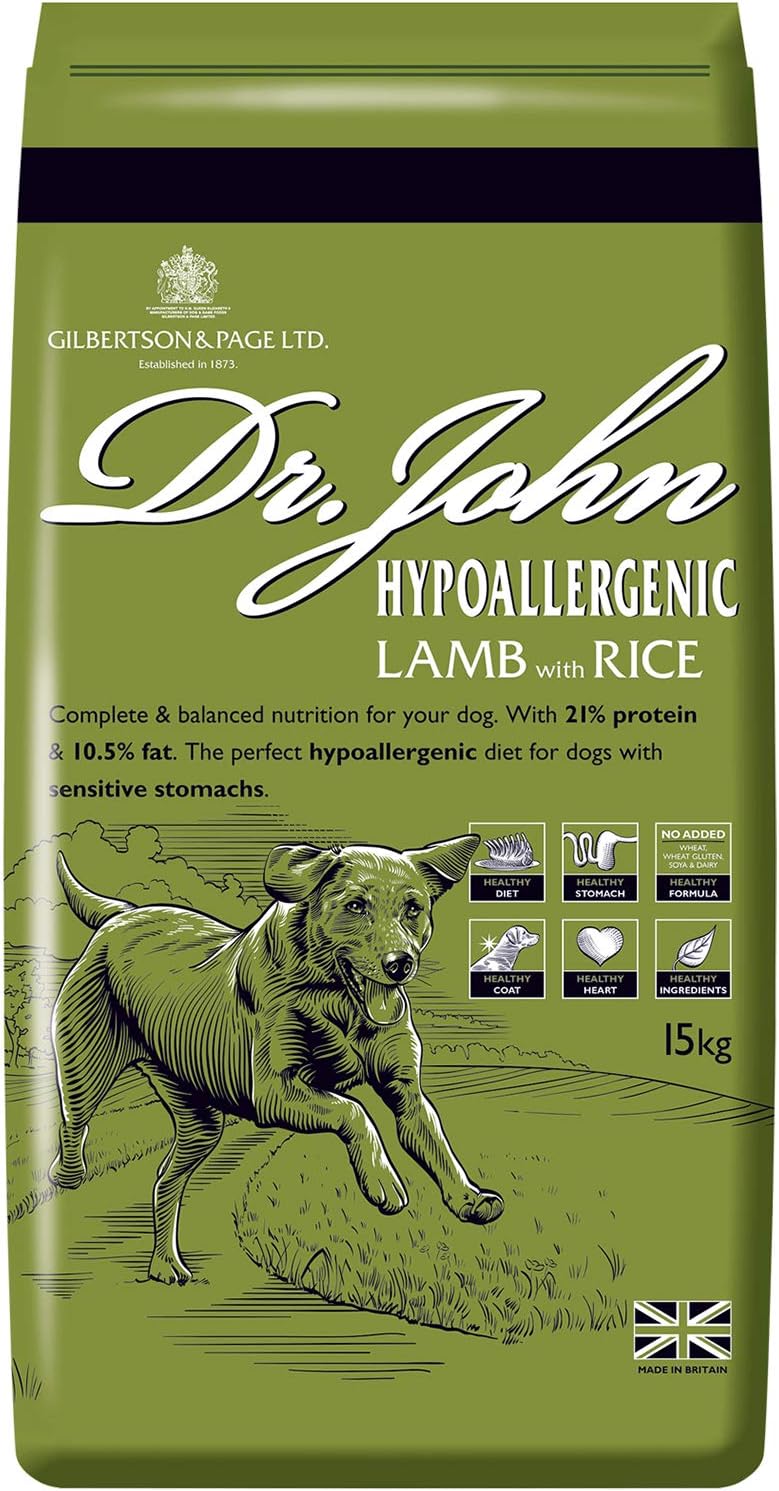 Dr John Hypoallergenic Dry Dog Food Lamb with Rice, 15 kg Amazon.co