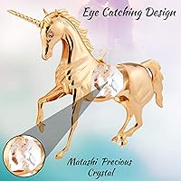 Vista 6 de Matashi Adorno de unicornio chapado en oro de 24 quilates, decoración para el hogar, oficina, regalo único para el día de la madre, día de San