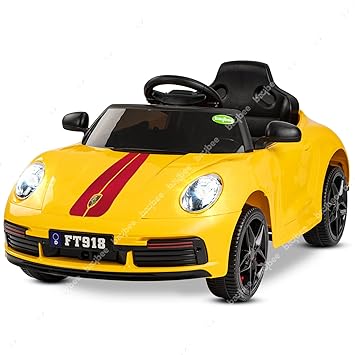 Baybee Turbo 911 Rechargeable Battery-Operated Ride on Electric Car for Kids | Ride on Baby Car with Foot Accelerator & Music | Battery Operated Big Car for Kids to Drive 2 to 6 Years Boy Girl(Yellow)
