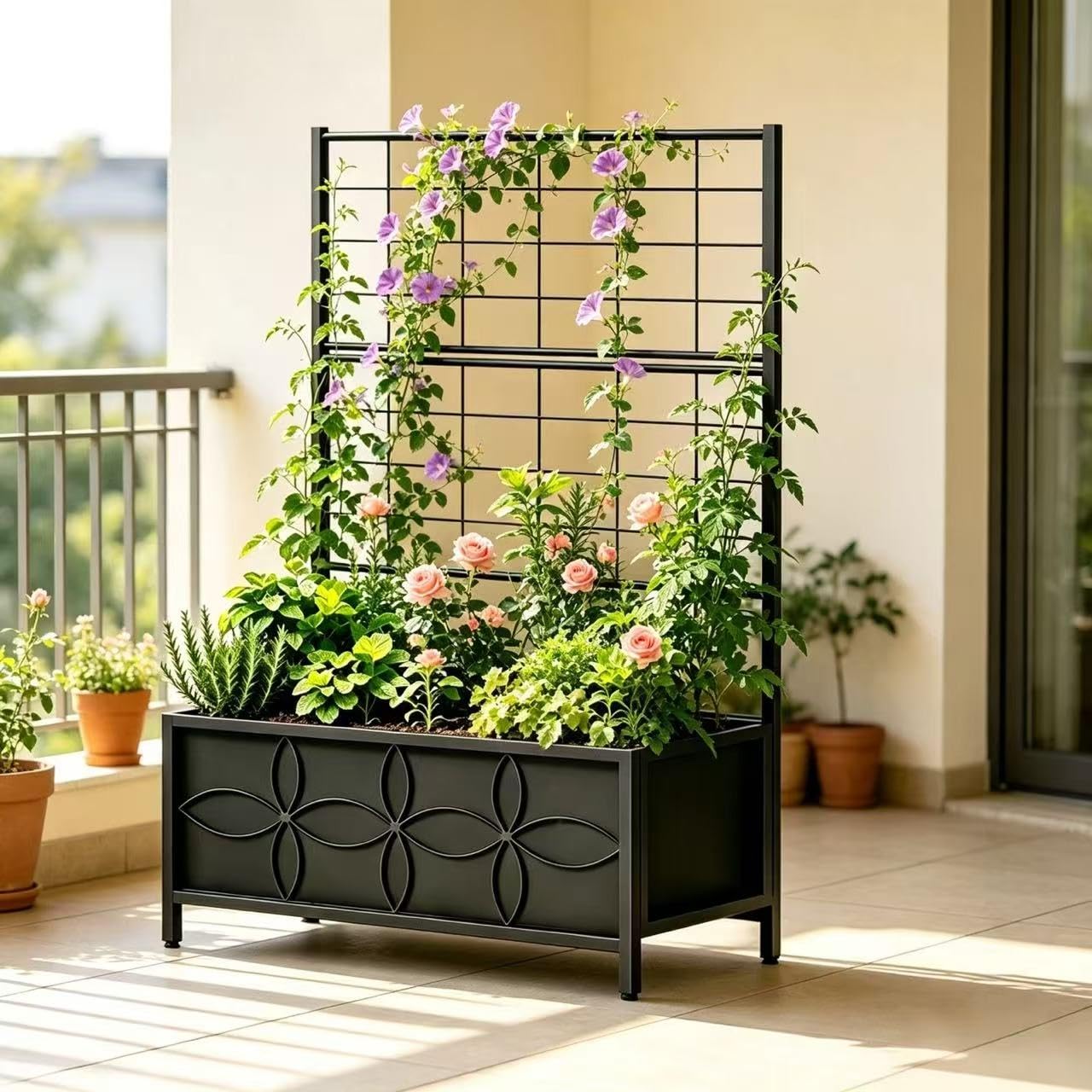 Zhongma Sturdy Raised Garden Bed with Trellis