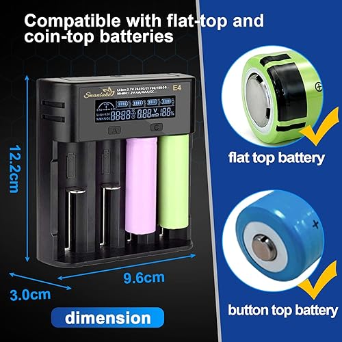 Miniatura 8 de Cargador de batería 18650, cargador de batería de litio inteligente AA con pantalla LCD para batería de iones de litio de 3.7 V 18650 26650 21700