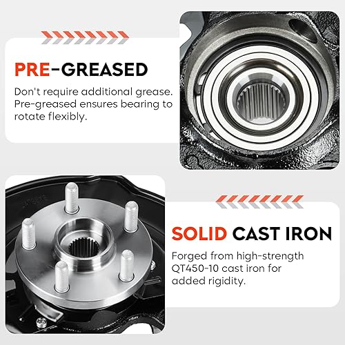 Miniatura 2 de Conjunto de cubo de cojinete de rueda y nudillo de dirección delantero izquierdo para Toyota Corolla 2009-2013 1.8L 2.4L, Matrix 2009-2013 1.8L,