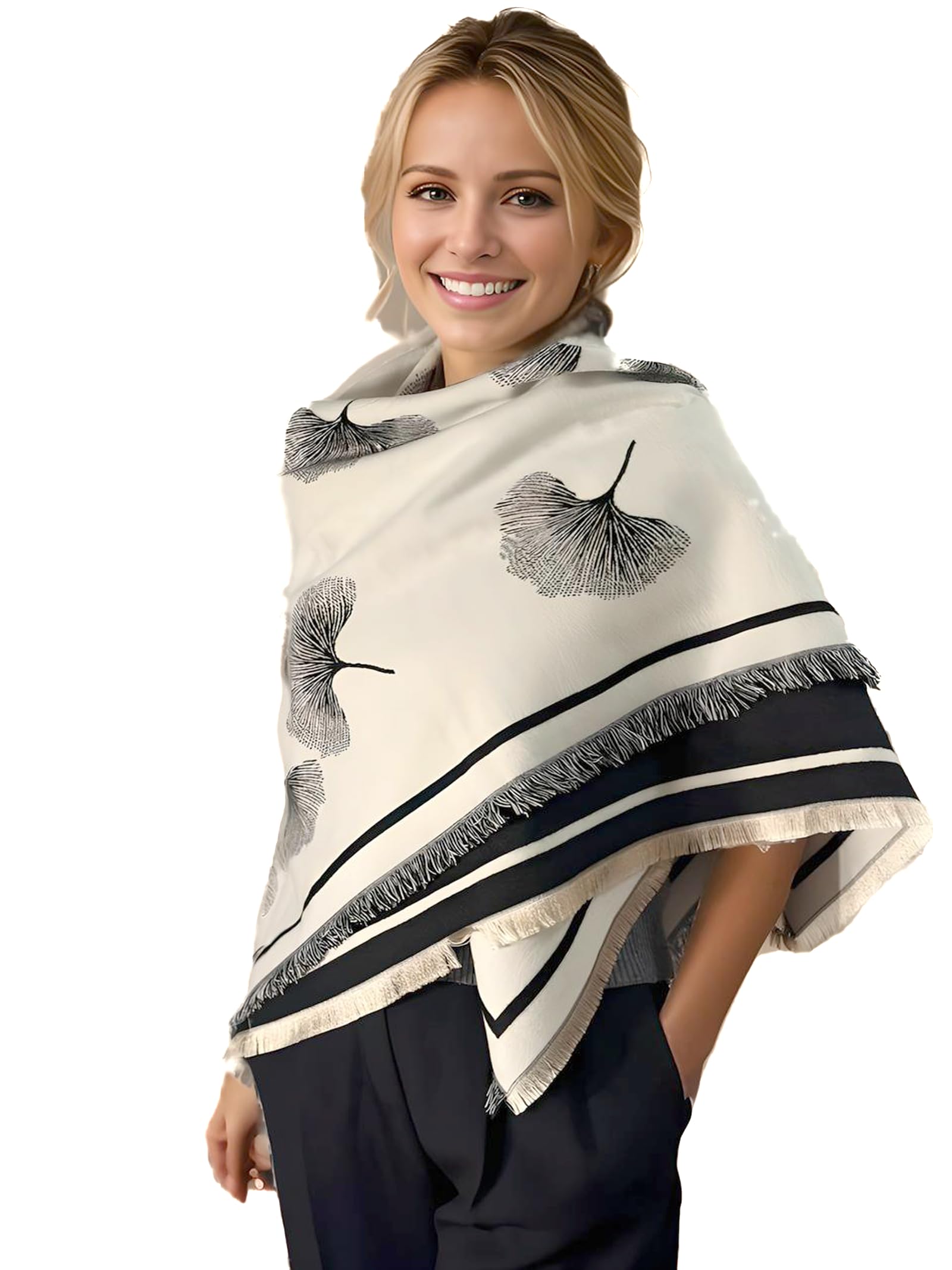 Damen Kaschmir Schal 130x130 Früling Winter Kaschmirschal beige Schwarz Stola Poncho Wollschal Business Style Klassik Damenschal