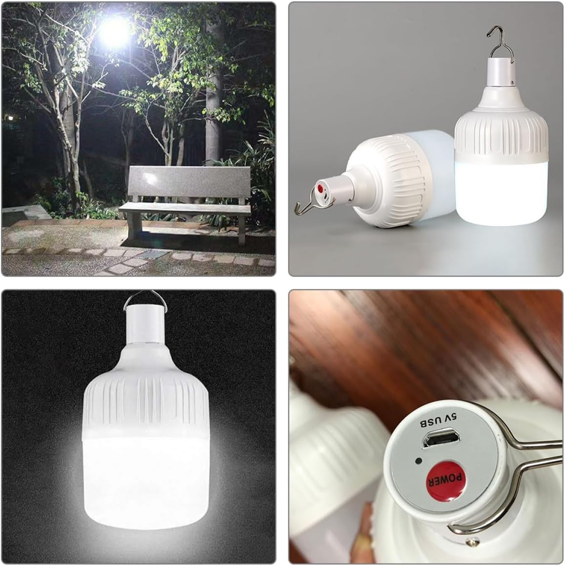 Vaguelly 6-Pack USB Rechargeable Emergency Light Bulbs Ultra Bright Outdoor Lamp for Vendors Battery Portable Bulbs for Home and Outdoor Use